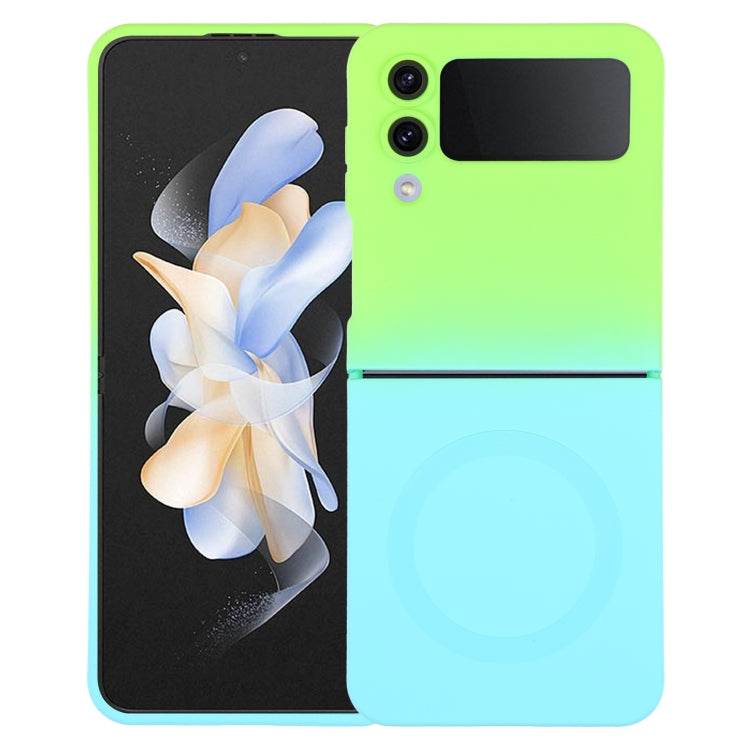 For Samsung Galaxy Z Flip4 Liquid TPU Silicone Gradient MagSafe Phone Case(Cyan Blue)