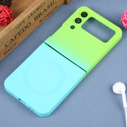 For Samsung Galaxy Z Flip4 Liquid TPU Silicone Gradient MagSafe Phone Case(Cyan Blue)