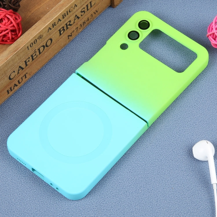 For Samsung Galaxy Z Flip4 Liquid TPU Silicone Gradient MagSafe Phone Case(Cyan Blue)