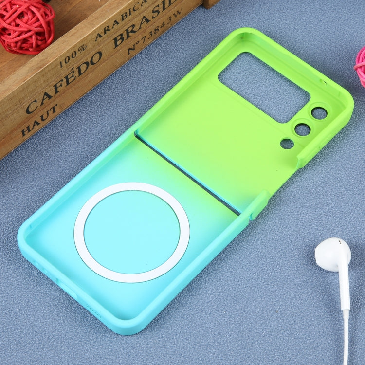 For Samsung Galaxy Z Flip4 Liquid TPU Silicone Gradient MagSafe Phone Case(Cyan Blue)