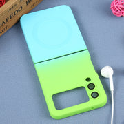 For Samsung Galaxy Z Flip4 Liquid TPU Silicone Gradient MagSafe Phone Case(Cyan Blue)