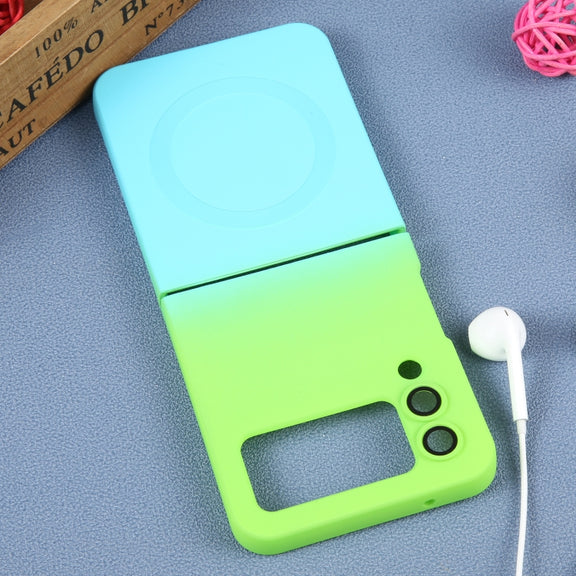 For Samsung Galaxy Z Flip4 Liquid TPU Silicone Gradient MagSafe Phone Case(Cyan Blue)