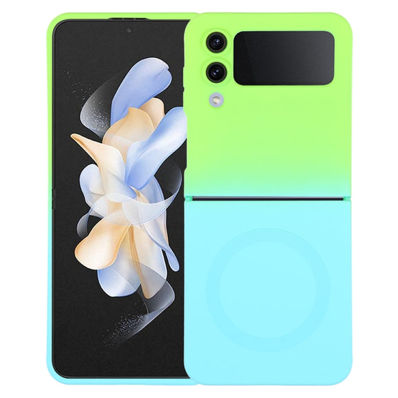 For Samsung Galaxy Z Flip4 Liquid TPU Silicone Gradient MagSafe Phone Case(Cyan Blue)