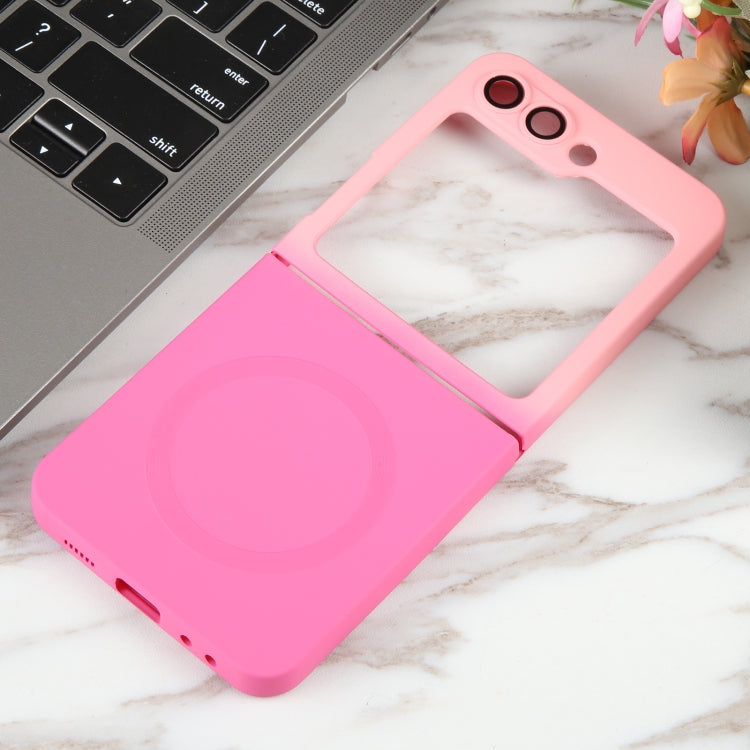 For Samsung Galaxy Z Flip5 Liquid TPU Silicone Gradient MagSafe Phone Case(Pink Red)