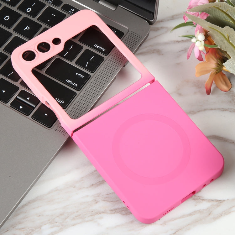 For Samsung Galaxy Z Flip5 Liquid TPU Silicone Gradient MagSafe Phone Case(Pink Red)