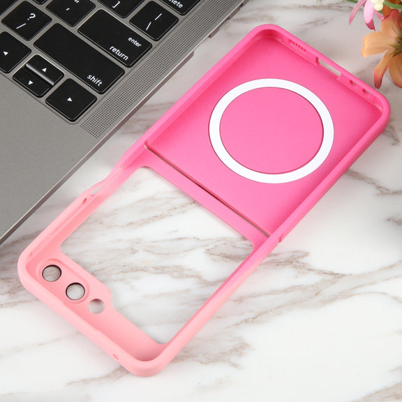 For Samsung Galaxy Z Flip5 Liquid TPU Silicone Gradient MagSafe Phone Case(Pink Red)
