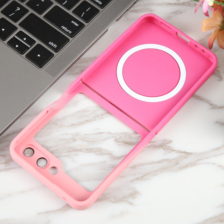 For Samsung Galaxy Z Flip5 Liquid TPU Silicone Gradient MagSafe Phone Case(Pink Red)