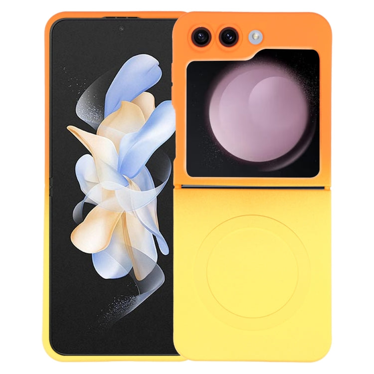 For Samsung Galaxy Z Flip5 Liquid TPU Silicone Gradient MagSafe Phone Case(Orange Yellow)