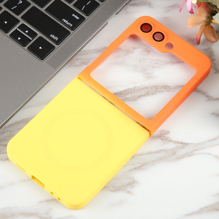 For Samsung Galaxy Z Flip5 Liquid TPU Silicone Gradient MagSafe Phone Case(Orange Yellow)
