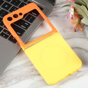For Samsung Galaxy Z Flip5 Liquid TPU Silicone Gradient MagSafe Phone Case(Orange Yellow)