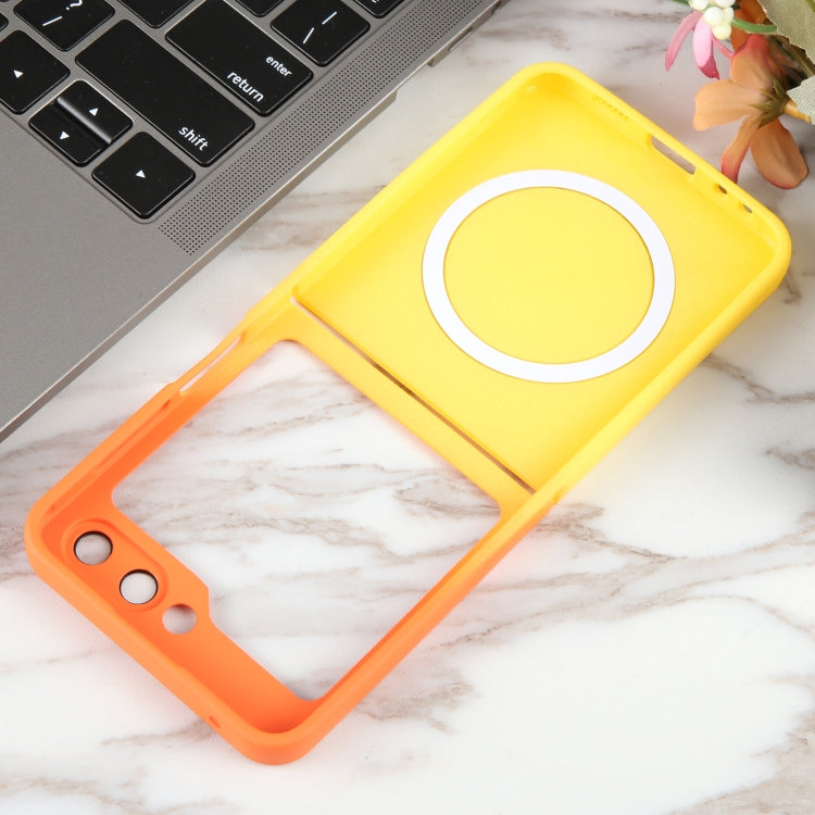 For Samsung Galaxy Z Flip5 Liquid TPU Silicone Gradient MagSafe Phone Case(Orange Yellow)
