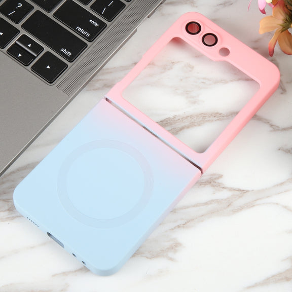 For Samsung Galaxy Z Flip5 Liquid TPU Silicone Gradient MagSafe Phone Case(Pink Blue)