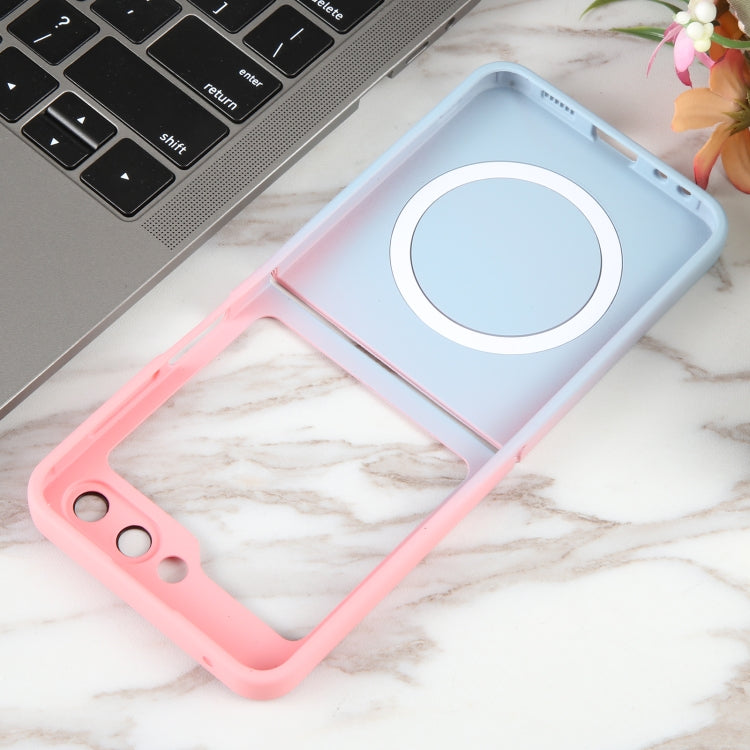 For Samsung Galaxy Z Flip5 Liquid TPU Silicone Gradient MagSafe Phone Case(Pink Blue)