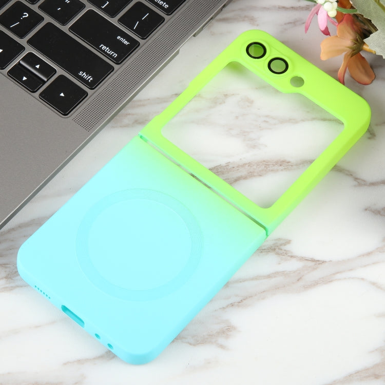 For Samsung Galaxy Z Flip5 Liquid TPU Silicone Gradient MagSafe Phone Case(Cyan Blue)