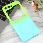 For Samsung Galaxy Z Flip5 Liquid TPU Silicone Gradient MagSafe Phone Case(Cyan Blue)