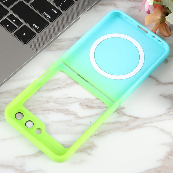 For Samsung Galaxy Z Flip5 Liquid TPU Silicone Gradient MagSafe Phone Case(Cyan Blue)
