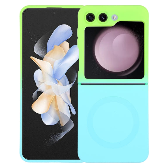 For Samsung Galaxy Z Flip5 Liquid TPU Silicone Gradient MagSafe Phone Case(Cyan Blue)