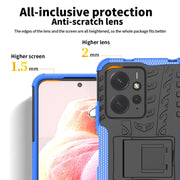 For Xiaomi Redmi Note 12 4G Global Tire Texture TPU + PC Phone Case with Holder(Blue)