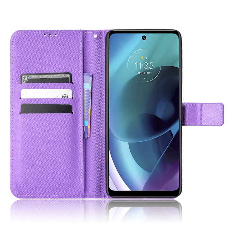For Motorola Moto G52J 5G Diamond Texture Leather Phone Case(Purple)