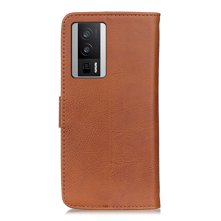 For Xiaomi Poco F5 Pro/Redmi K60/K60 Pro KHAZNEH Cowhide Texture Horizontal Flip Leather Phone Case(Brown)