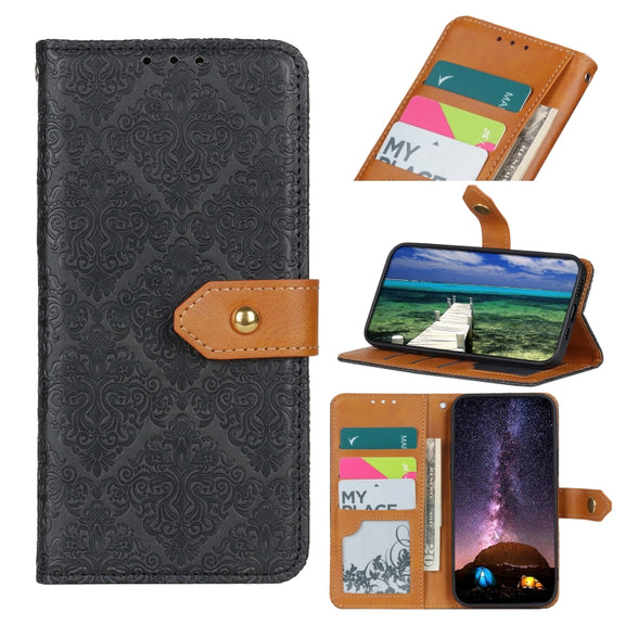 For Xiaomi Poco F5 Pro/Redmi K60/K60 Pro European Floral Embossed Flip Leather Phone Case(Black)