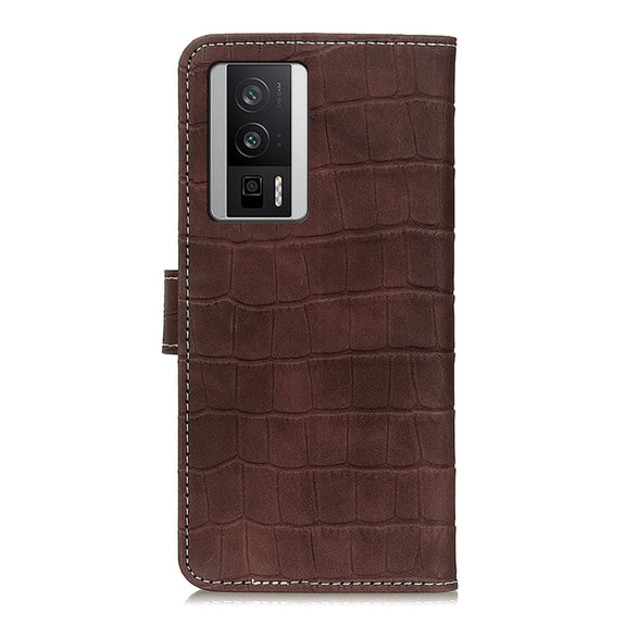 For Xiaomi Poco F5 Pro/Redmi K60/K60 Pro Magnetic Crocodile Texture Leather Phone Case(Brown)