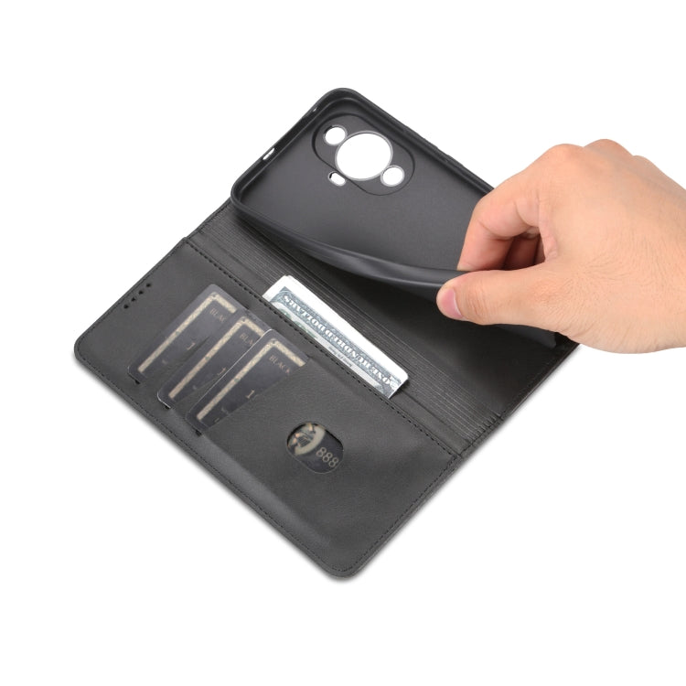 For Huawei Nova 11 Pro AZNS Magnetic Calf Texture Flip Leather Phone Case(Black)