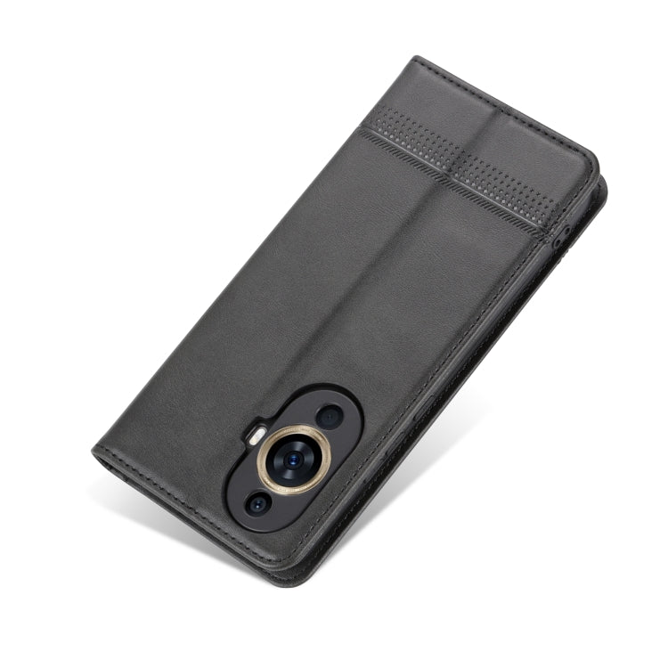 For Huawei Nova 11 Pro AZNS Magnetic Calf Texture Flip Leather Phone Case(Black)
