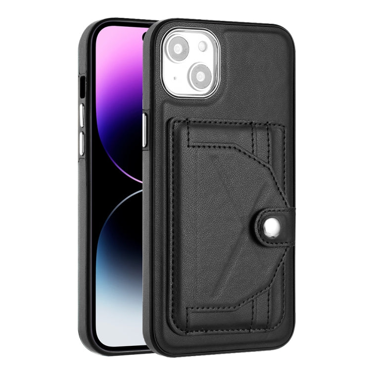 For iPhone 14 Plus Shockproof Leather Phone Case with Card Holder(Black)