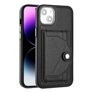 For iPhone 14 Plus Shockproof Leather Phone Case with Card Holder(Black)