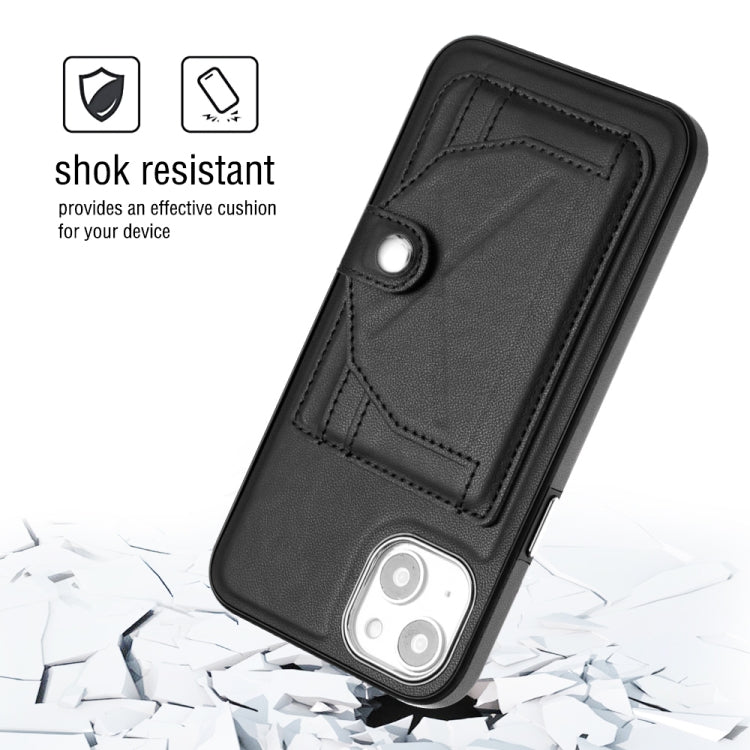 For iPhone 14 Plus Shockproof Leather Phone Case with Card Holder(Black)