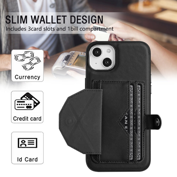 For iPhone 14 Plus Shockproof Leather Phone Case with Card Holder(Black)