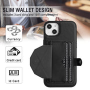 For iPhone 14 Plus Shockproof Leather Phone Case with Card Holder(Black)