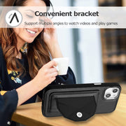 For iPhone 14 Plus Shockproof Leather Phone Case with Card Holder(Black)