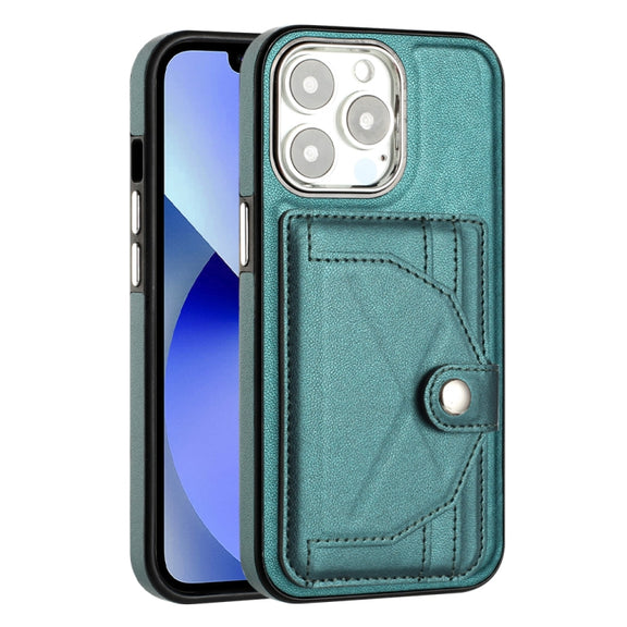 For iPhone 14 Pro Shockproof Leather Phone Case with Card Holder(Green)