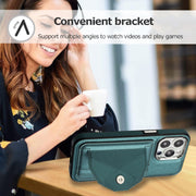For iPhone 14 Pro Shockproof Leather Phone Case with Card Holder(Green)