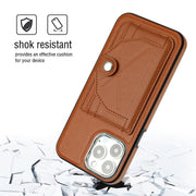 For iPhone 14 Pro Max Shockproof Leather Phone Case with Card Holder(Brown)