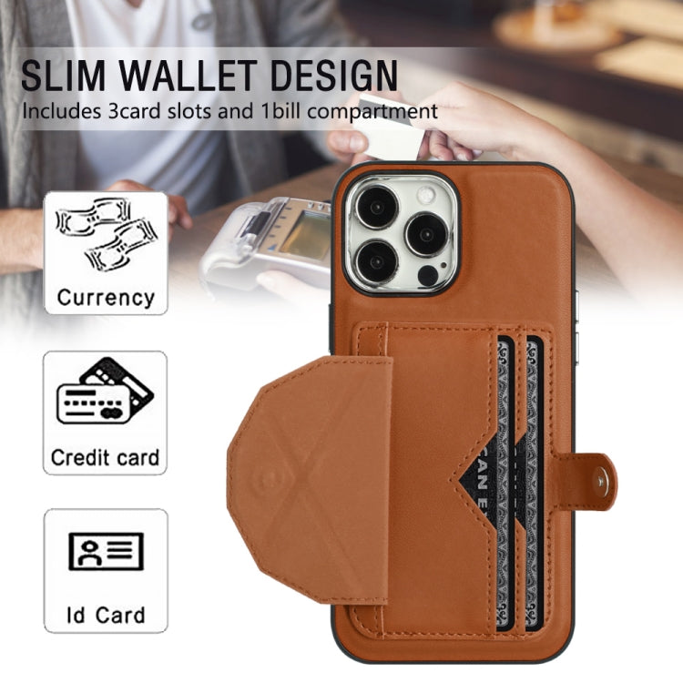 For iPhone 13 Pro Max Shockproof Leather Phone Case with Card Holder(Brown)