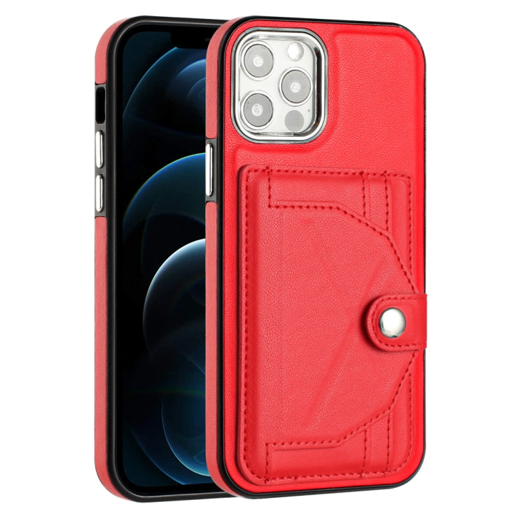 For iPhone 12 / 12 Pro Shockproof Leather Phone Case with Card Holder(Red)