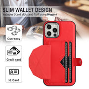 For iPhone 12 / 12 Pro Shockproof Leather Phone Case with Card Holder(Red)