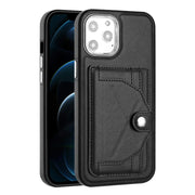 For iPhone 12 Pro Max Shockproof Leather Phone Case with Card Holder(Black)