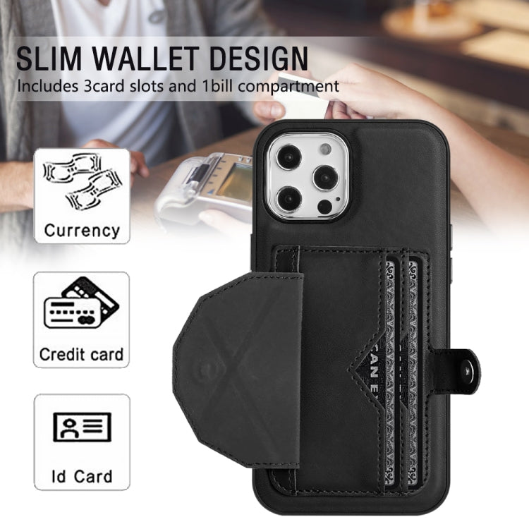 For iPhone 12 Pro Max Shockproof Leather Phone Case with Card Holder(Black)