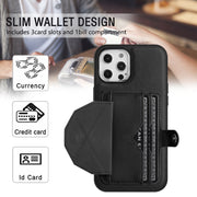For iPhone 12 Pro Max Shockproof Leather Phone Case with Card Holder(Black)