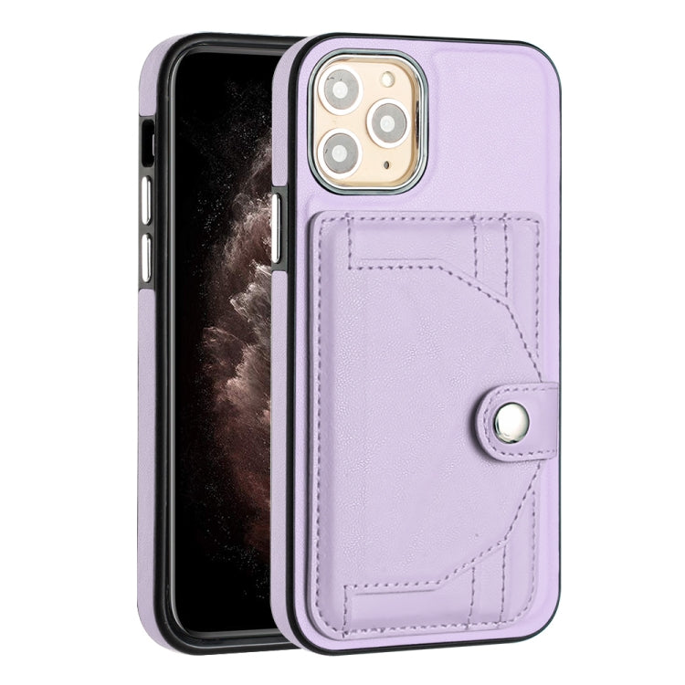 For iPhone 11 Pro Shockproof Leather Phone Case with Card Holder(Purple)
