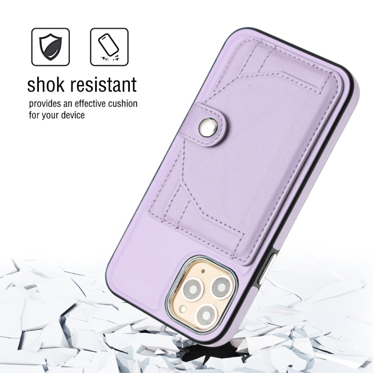 For iPhone 11 Pro Shockproof Leather Phone Case with Card Holder(Purple)