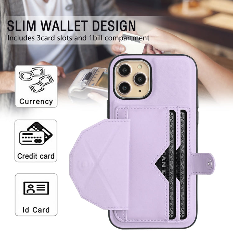 For iPhone 11 Pro Shockproof Leather Phone Case with Card Holder(Purple)