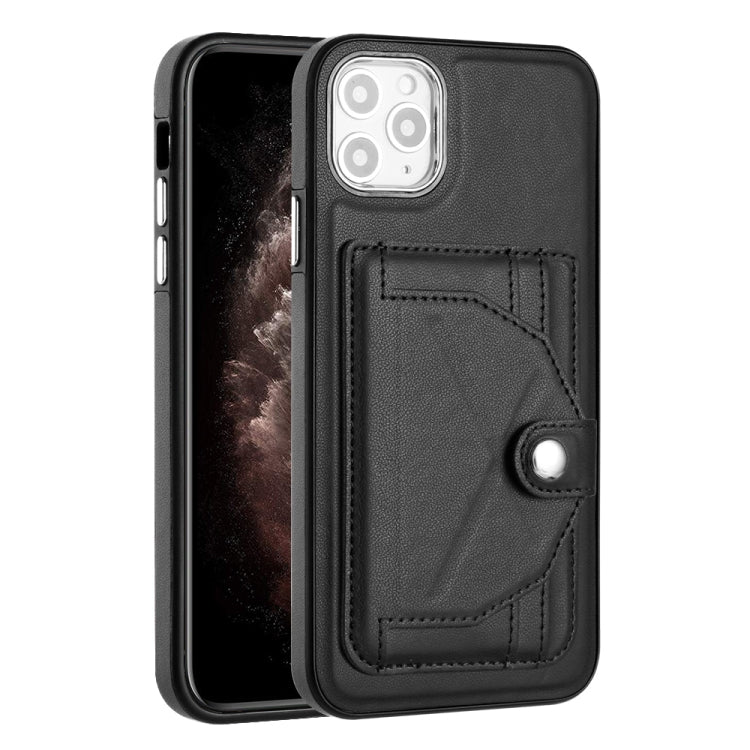 For iPhone 11 Pro Max Shockproof Leather Phone Case with Card Holder(Black)