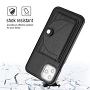 For iPhone 11 Pro Max Shockproof Leather Phone Case with Card Holder(Black)