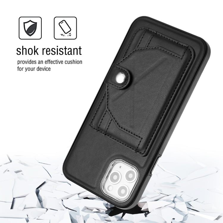 For iPhone 11 Pro Max Shockproof Leather Phone Case with Card Holder(Black)
