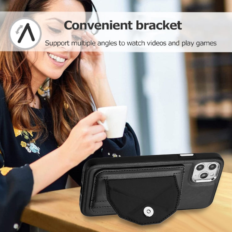 For iPhone 11 Pro Max Shockproof Leather Phone Case with Card Holder(Black)